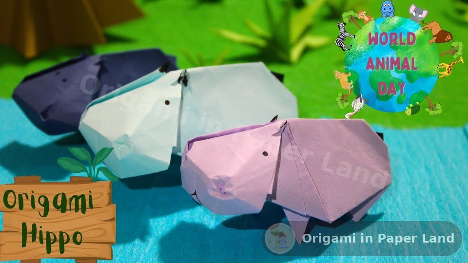 Easy origami hippo